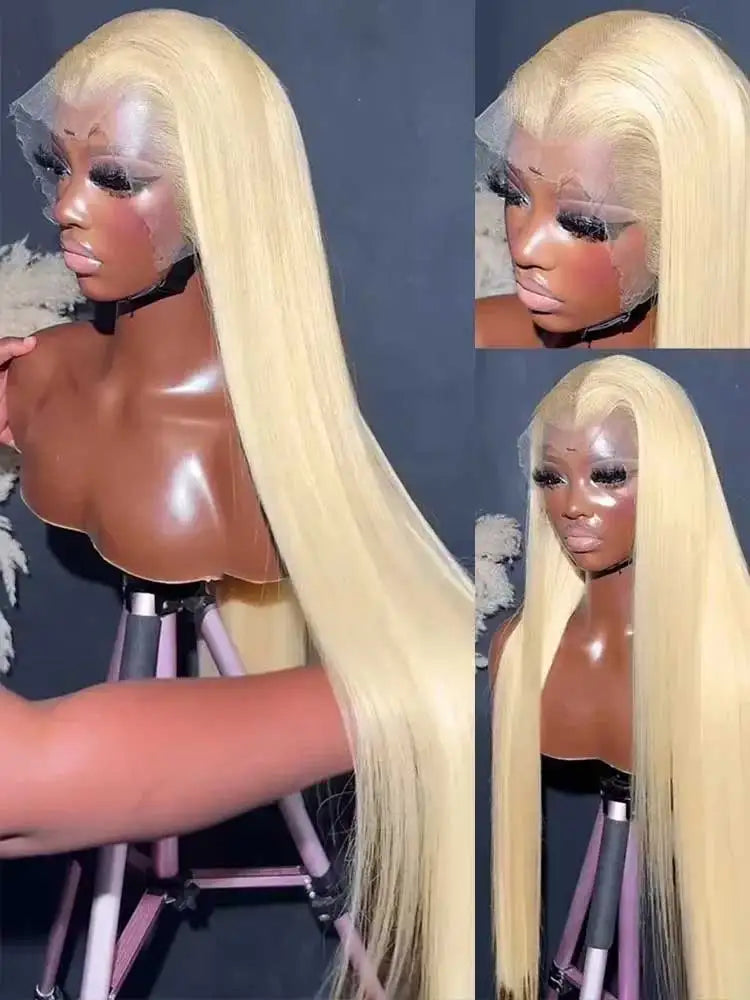 Blond Straight  Lace Frontal Remy Honey Blond Bone Wig