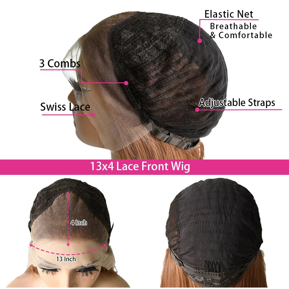 99J Burgundy Red Layered Lace Front Wig With Bangs Bone Straight Synthetic Lace Frontal Wigs 13x4 HD Glueless PrePlucked Cosplay