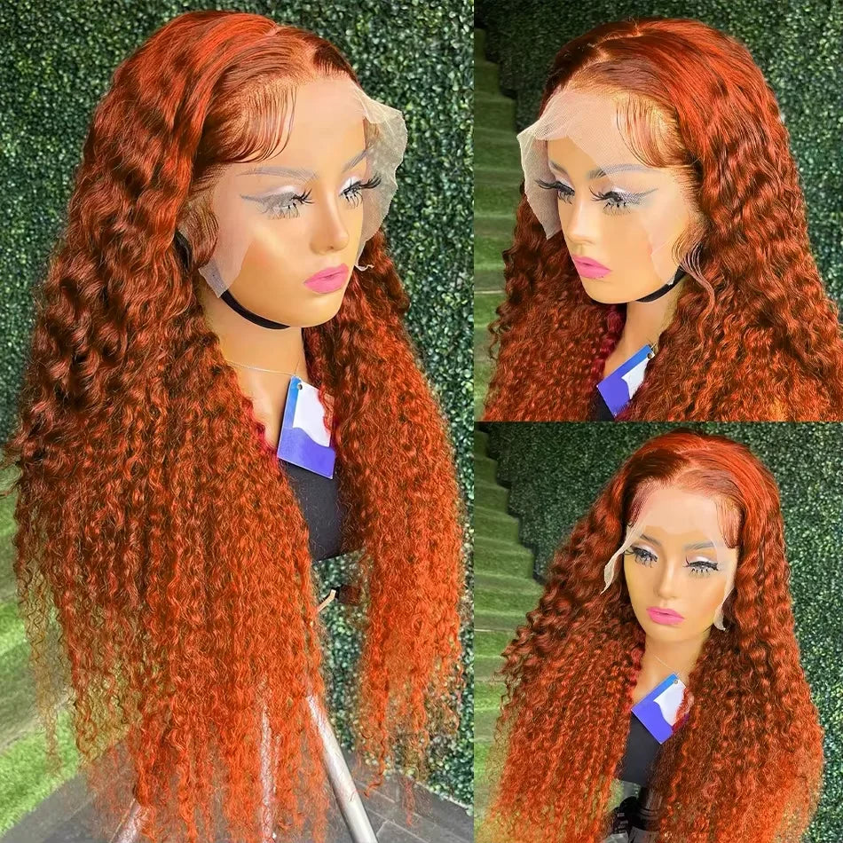 Orange Ginger Deep Curly Wigs