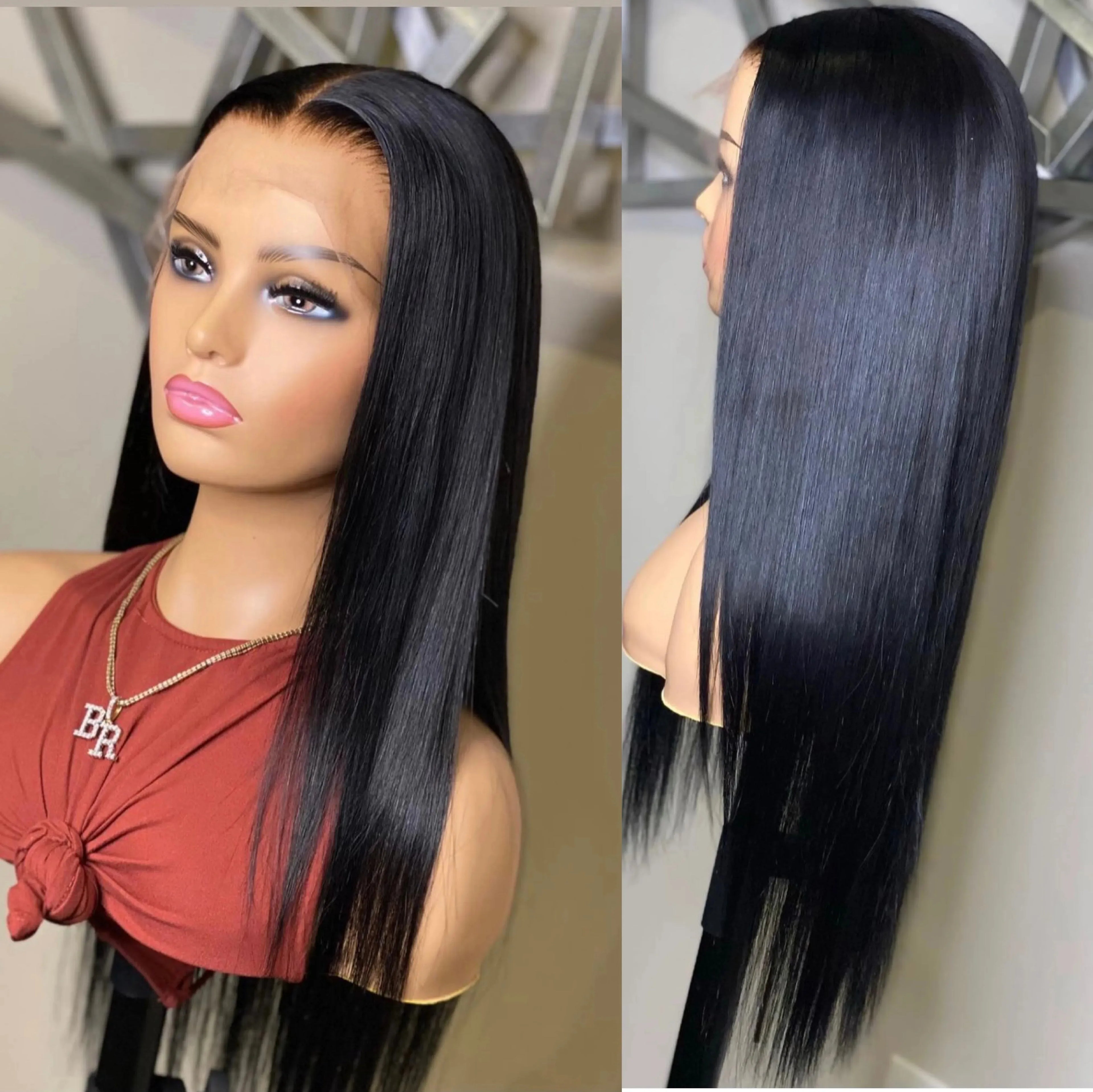 Platinum Blonde Straight Lace Front Wig Pre Plucked Ready to Wear 13x4 HD Glueless Synthetic Lace Frontal Wig for Women Cosplay