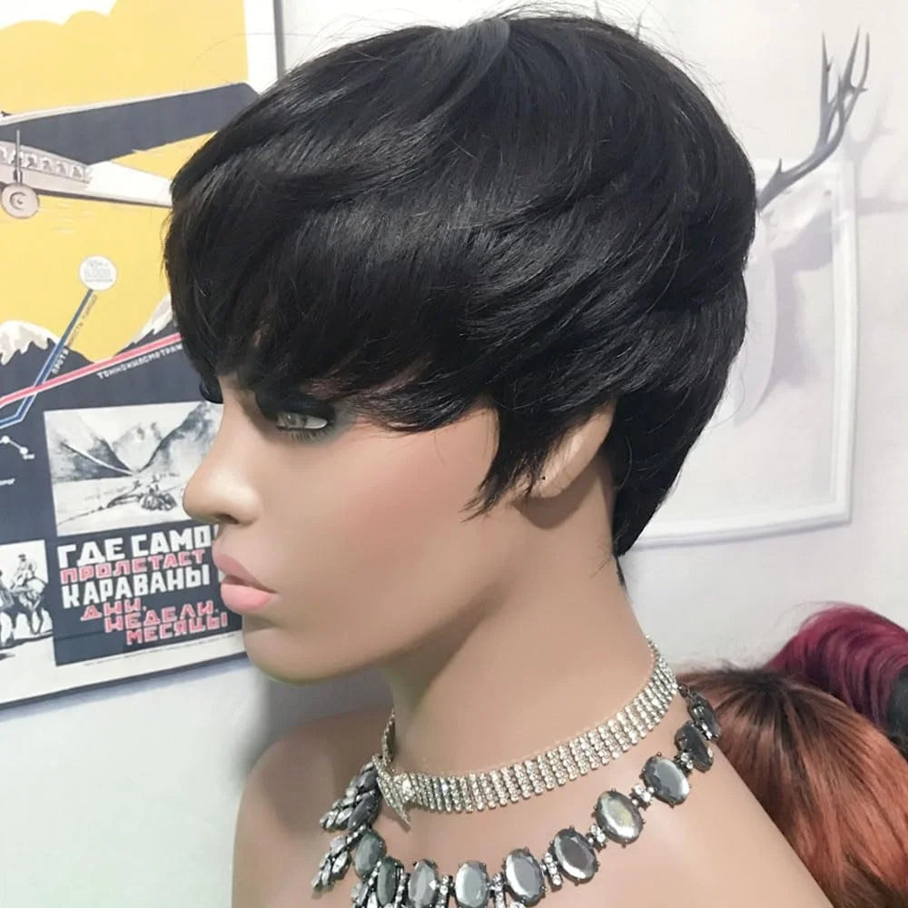 Pixie Cut Wig Human Hair Short Human Hair Wigs for Women Full Machine Wig Blonde 1b/27 Short Wigs