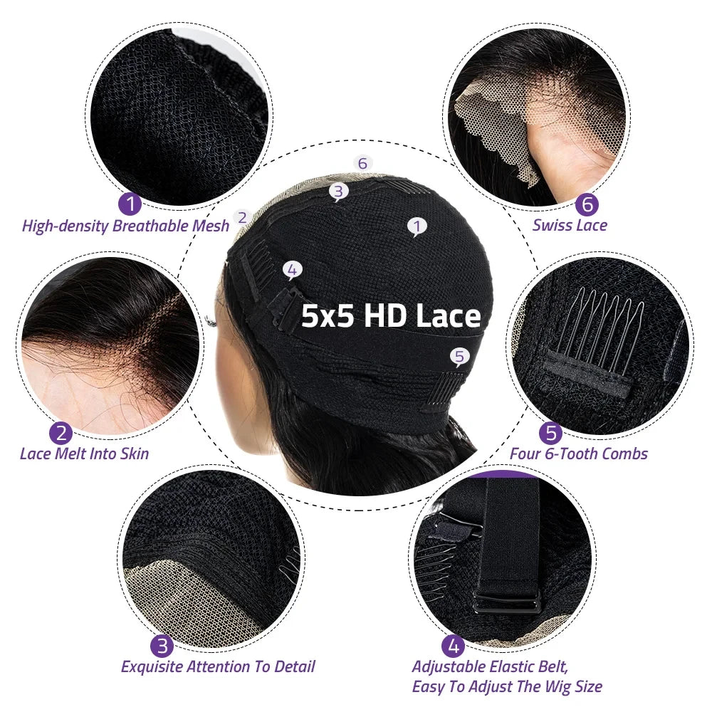 Deep Wave Human Hair 5x5 Lace Front Wig